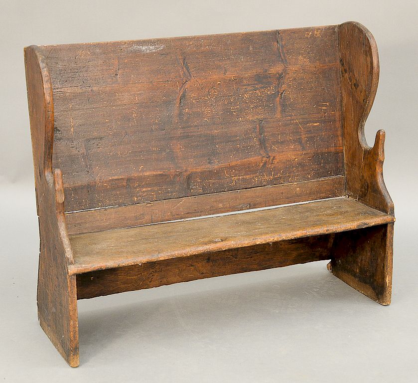 Appraisal: Primitive child's settle bench having wing back th century right