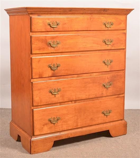 Appraisal: Chippendale Transitional Cherry Semi-tall Chest American Chippendale Transitional Cherry Semi-tall