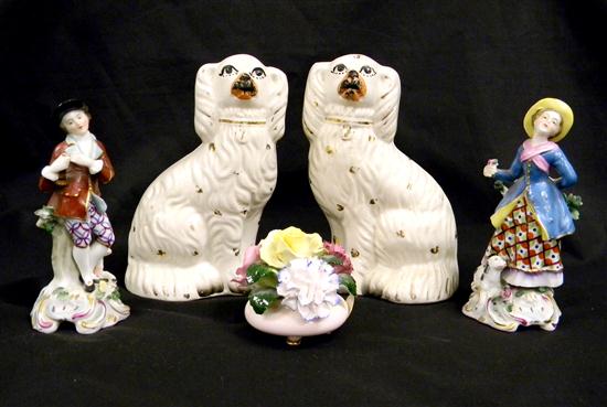 Appraisal: English pottery pair of th C Staffordshire spaniels '' h