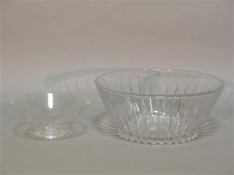 Appraisal: VAL ST LAMBERT GLASS BOWL With flaring flame-cut sides together