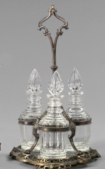 Appraisal: Large English Reticulated Silverplate Decanter Stand third quarter th century