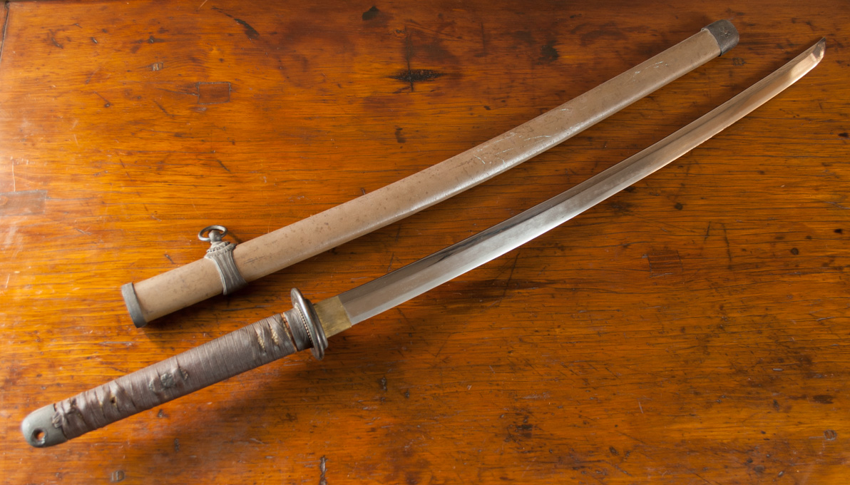 Appraisal: LATE WORLD WAR TWO SAMURAI SWORD slight curve blade plain