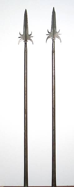 Appraisal: A pair of partizans mounted on English musket barrels The