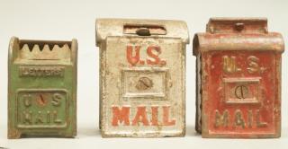 Appraisal: US Mail Cast Iron Vintage Savings Banks All ma US