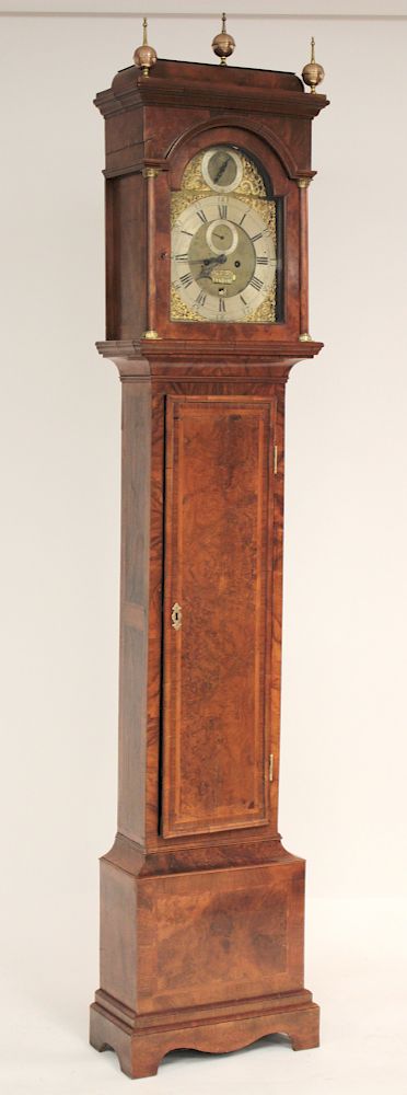 Appraisal: Thomas Colley English Tall Case Clock c burl walnut and