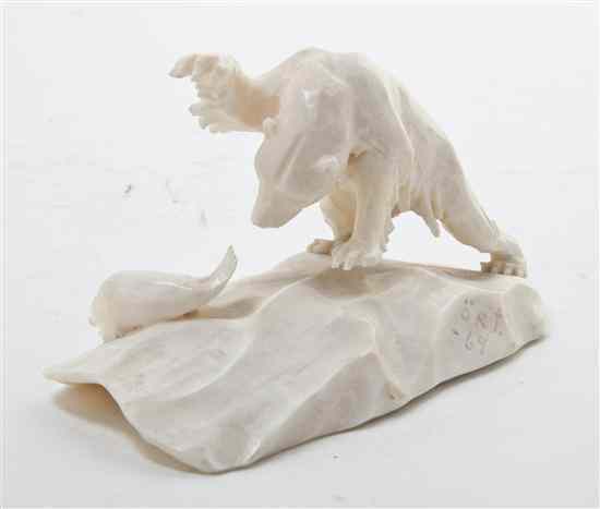 Appraisal: An Inuit Carved Ivory Figural Group depicting a polar bear