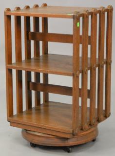 Appraisal: Oak revolving bookcase ht in top x Oak revolving bookcase