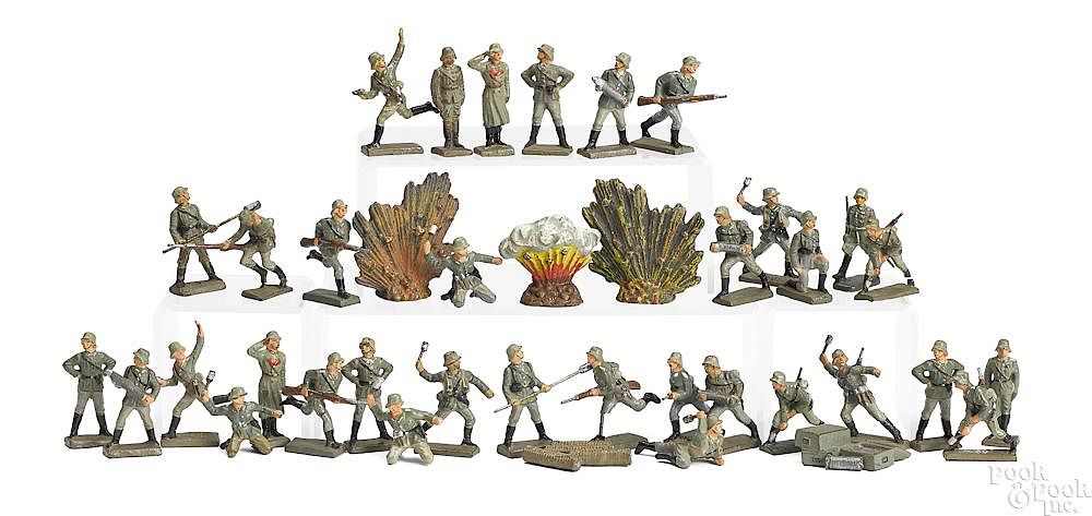 Appraisal: Lineol composition soldiers Lineol composition soldiers thirty-four pieces to include