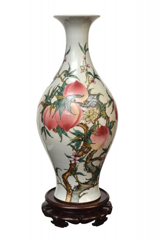 Appraisal: A CHINESE FAMILLE-ROSE 'PEACH' VASE YONGZHENG MARK - the baluster-shaped