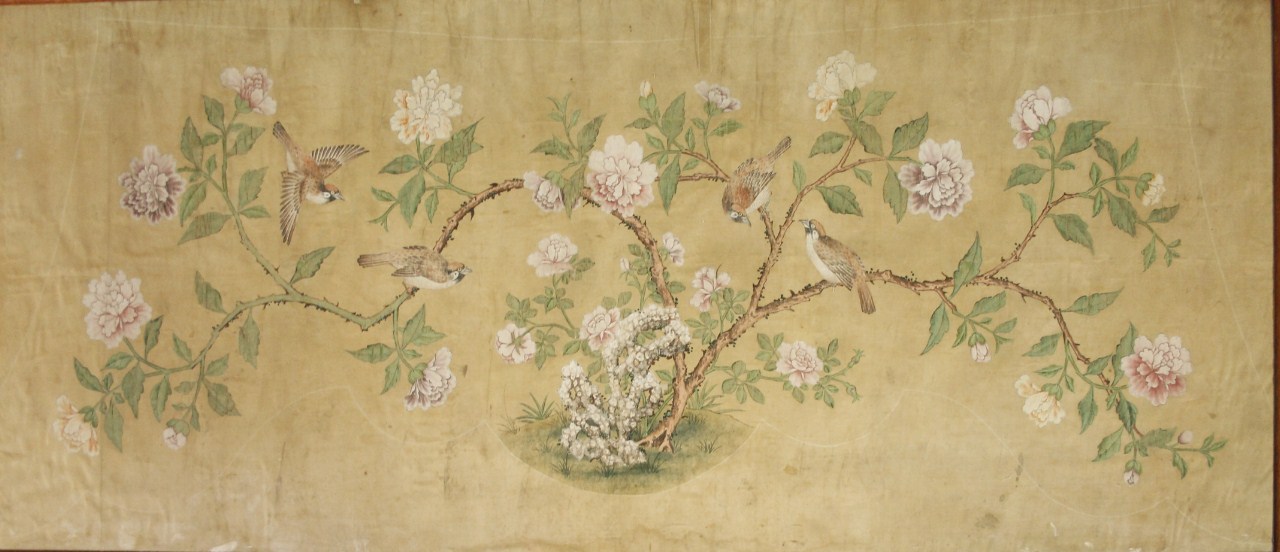 Appraisal: A thC Chinese silk panel transfer printed and hand touched