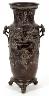 Appraisal: CHINESE BRONZE VASE H Painted overlay floral and vine design