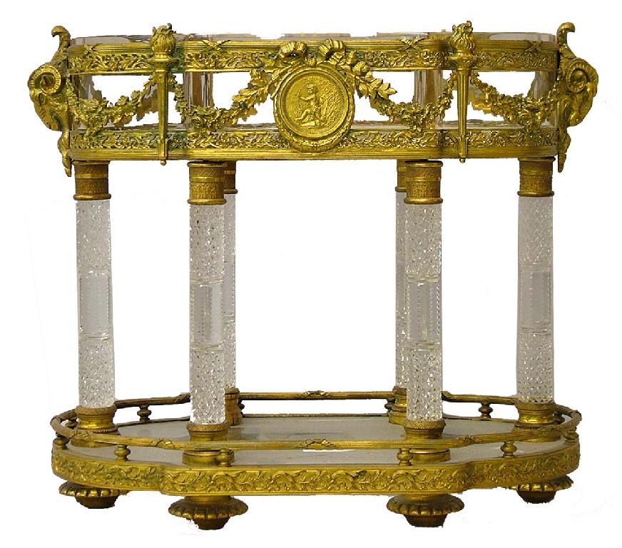 Appraisal: Impressive th century glass and gilt metal two tier centrepiece