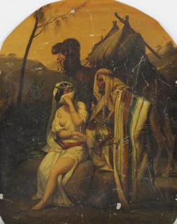 Appraisal: th C Orientalist Oil on Tin Nice quality but not