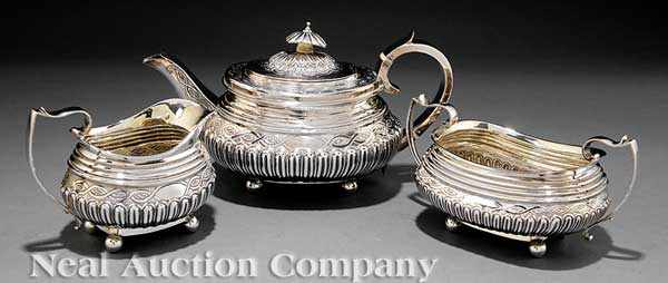 Appraisal: A George III Sterling Silver Tea Service Alice George Burrows