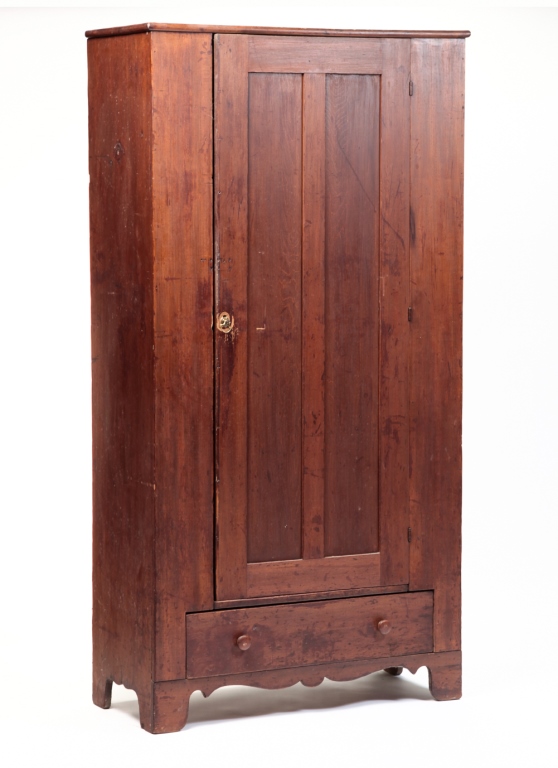 Appraisal: AMERICAN WARDROBE Mid th century pine and poplar One piece