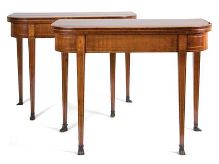 Appraisal: Pair of George III Inlaid Mahogany Games Tables Estimate -