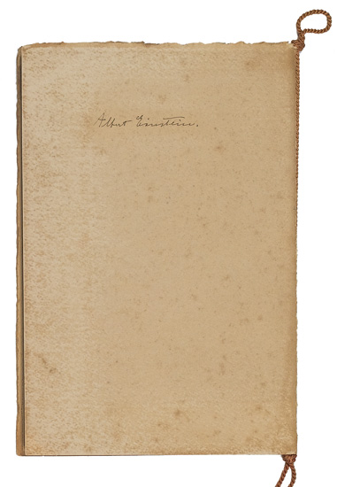 Appraisal: EINSTEIN ALBERT Signature in full on the rear cover of