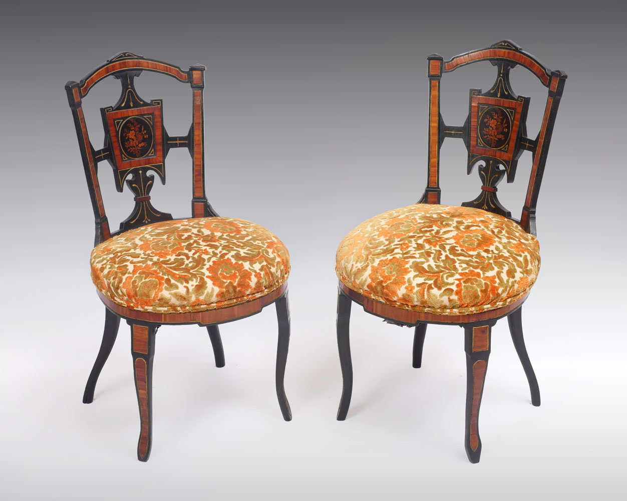 Appraisal: PAIR OF VICTORIAN INLAID CHAIRS - Victorian chairs having an