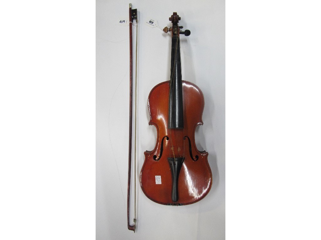 Appraisal: A violin - Stradivarius copy with bow case available