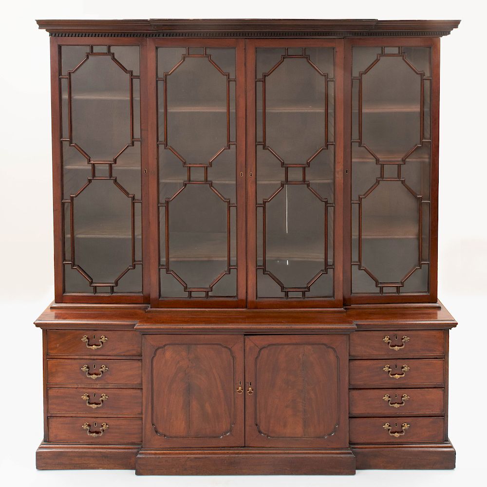 Appraisal: Fine George III Mahogany Breakfront Bookcase in the Manner of