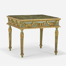 Appraisal: Venetian CARD TABLE Italy th centurycarved gilt and enameled wood