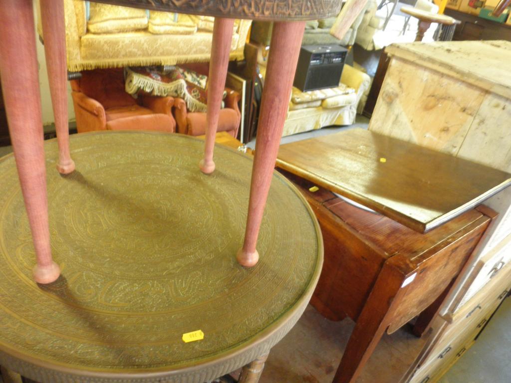 Appraisal: A Victorian mahogany box commode a brass table with folding