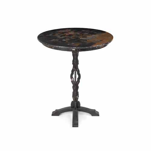 Appraisal: Oriental black lacquer tea table th c with tilting top