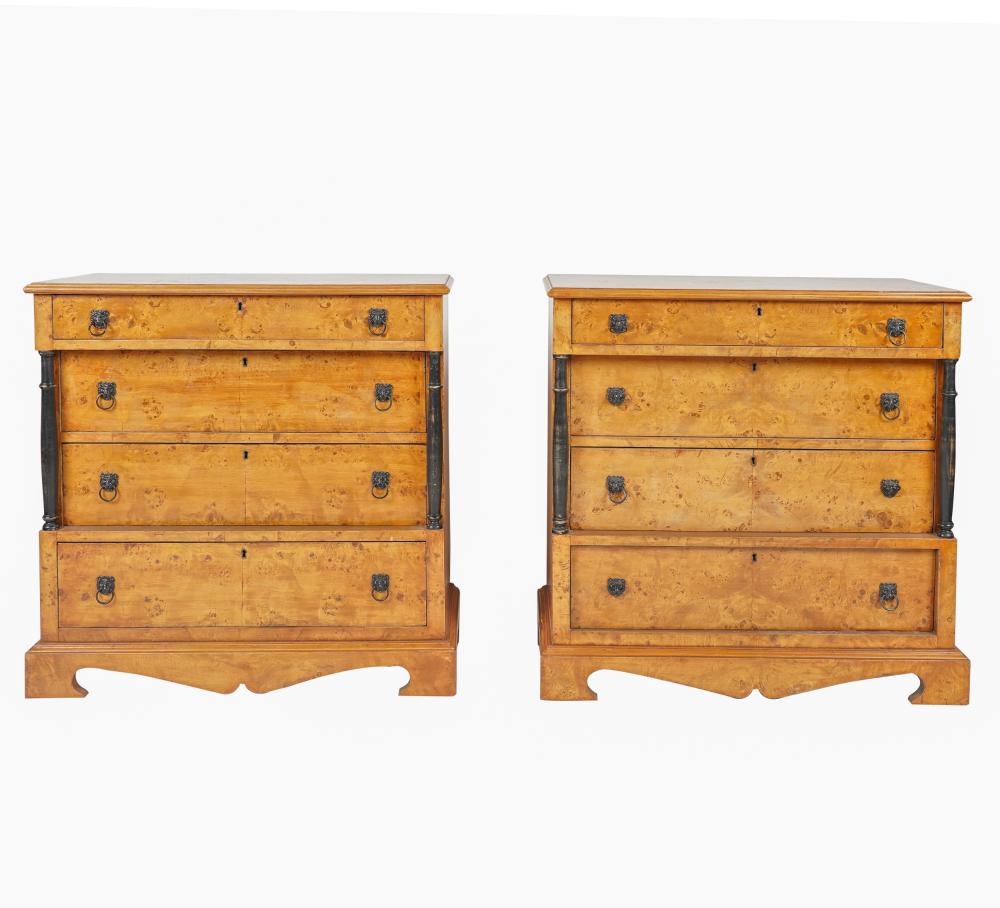 Appraisal: PAIR OF BIEDERMEIER-STYLE COMMODESlate th early th century burl veneer