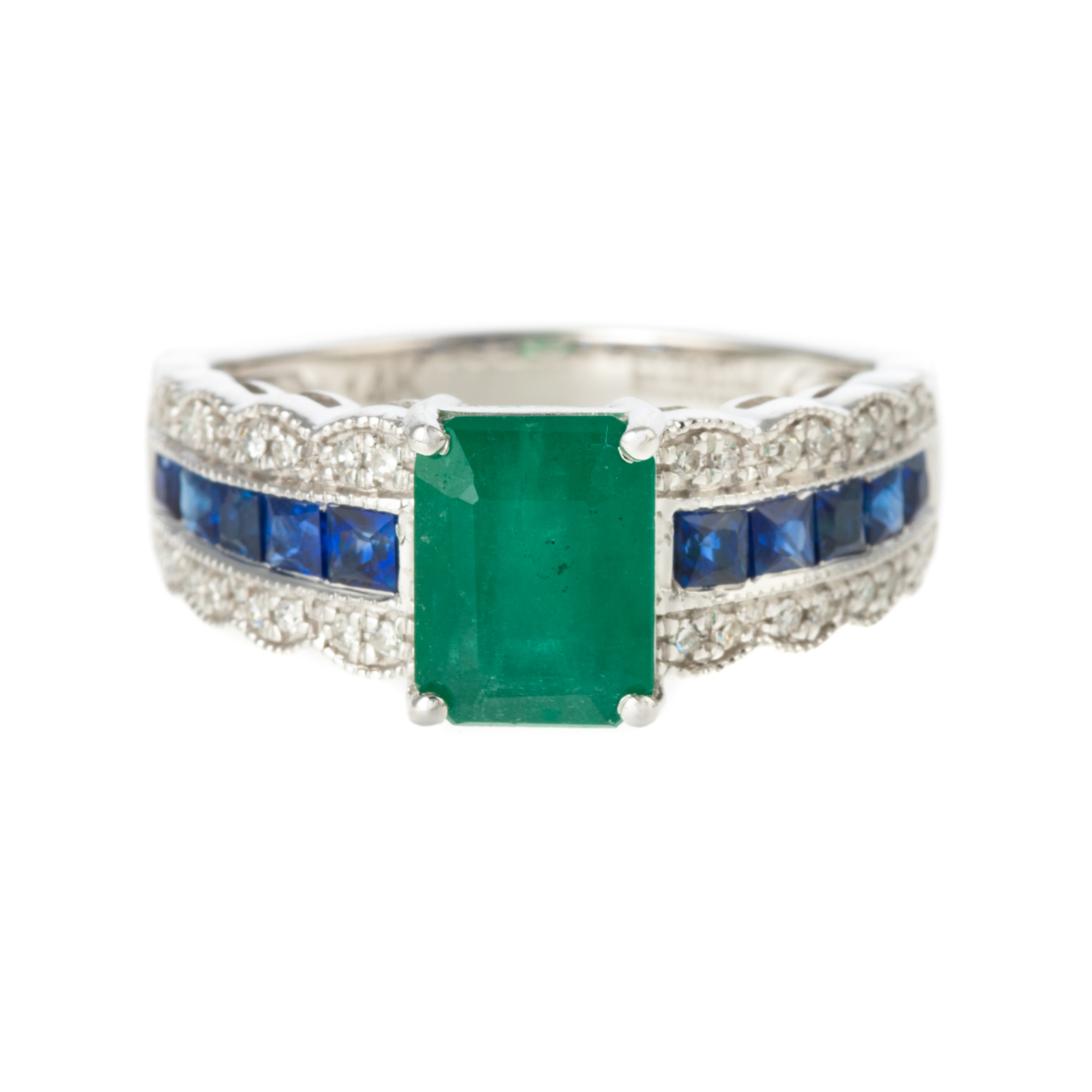 Appraisal: A K EMERALD SAPPHIRE RING BY EFFY K white gold