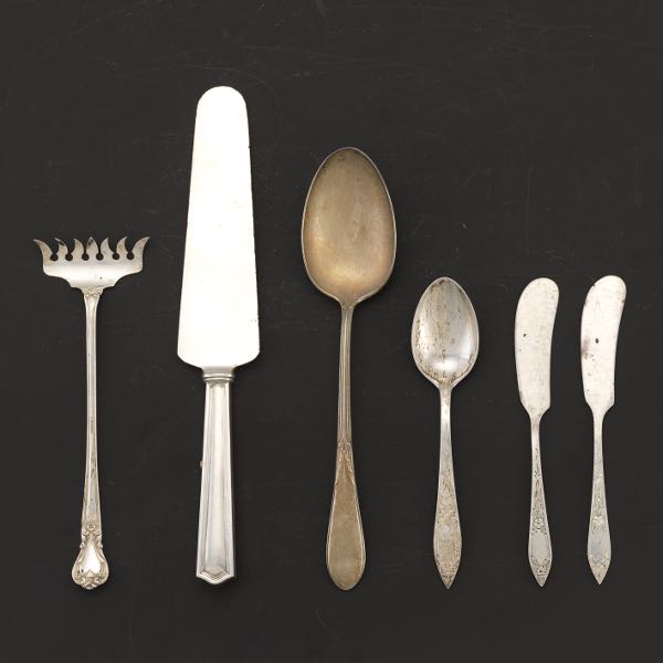 Appraisal: GROUP OF FLATWARE Including Weidlich sardine server two Stieff flat