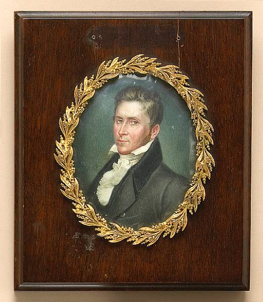 Appraisal: A portrait miniature of Mahlon Dickerson signed Parker after a