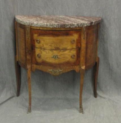 Appraisal: Louis XV Style Marbletop Demilune End Table with Gilt Metal