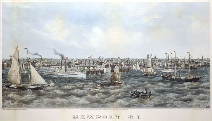 Appraisal: NEWPORT R I Handcolored lithograph by J P Newell New