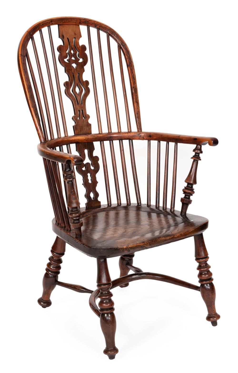 Appraisal: ENGLISH YEW WOOD ARMCHAIR MID- TH CENTURY BACK HEIGHT SEAT