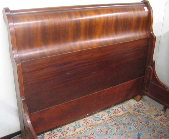 Appraisal: EMPIRE REVIVAL MAHOGANY SLEIGH BED WITH RAILS American c the