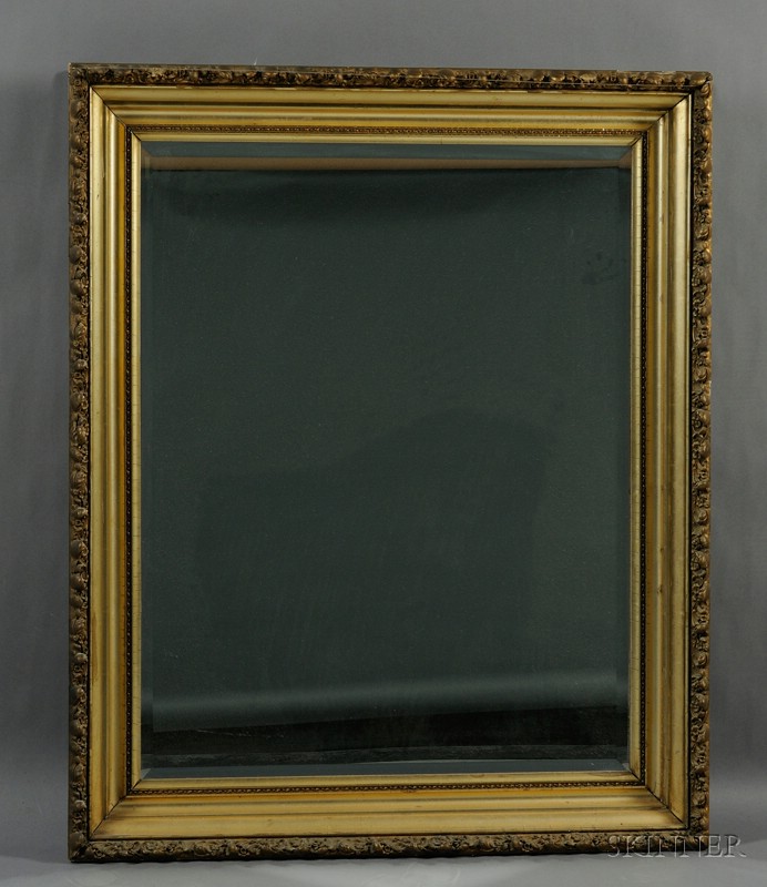 Appraisal: Victorian Giltwood-framed Mirror late th century rectangular with beaded inner