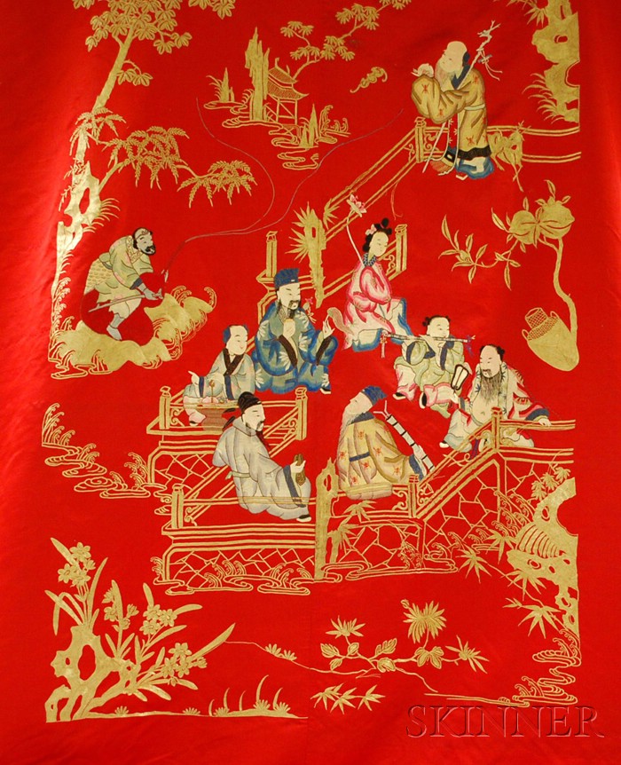 Appraisal: Modern Chinese Silk Embroidered Panel approx x in