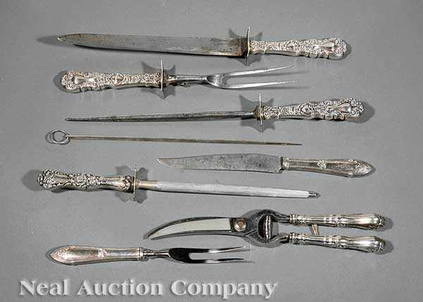 Appraisal: A Group of Antique and Vintage Sterling Silver Carving Utensils