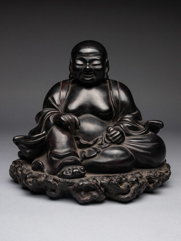 Appraisal: A Black Lacquered 'Jiazhu' Figure of Budai Buddha Height in