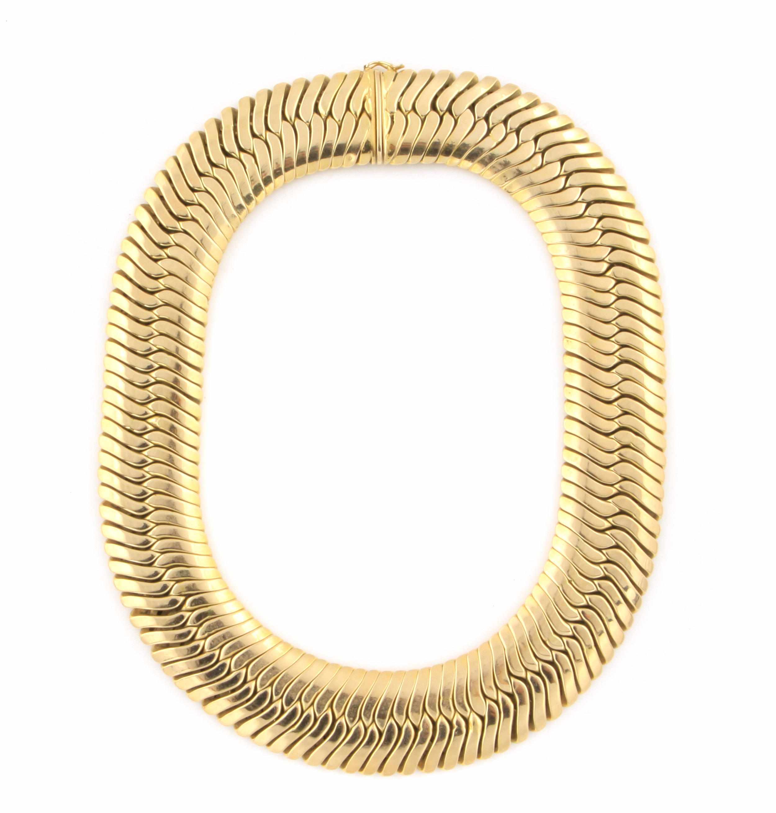 Appraisal: A k gold wide link necklace g