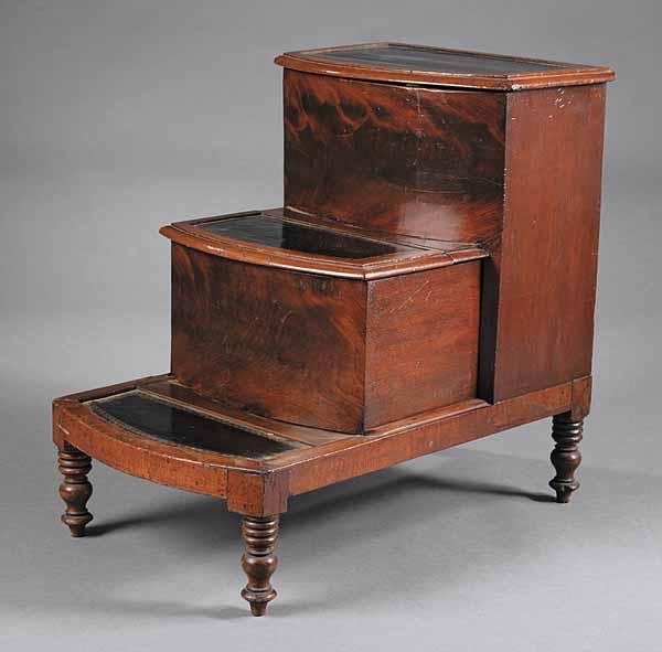 Appraisal: A Georgian Bow-Front Mahogany Bed Step Commode c the top