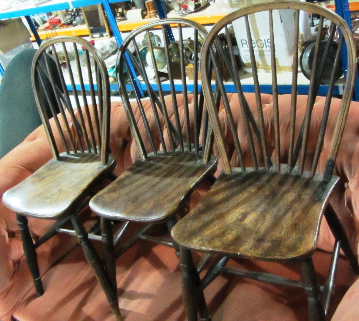 Appraisal: A set of three scullery chairs