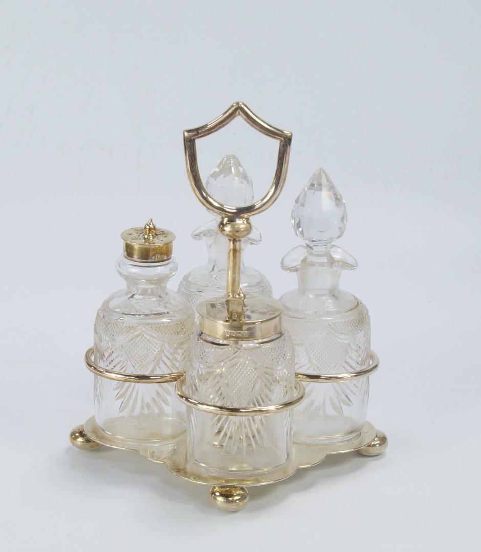 Appraisal: A Victorian silver -bottle cruet Maker JD WD Sheffield oz