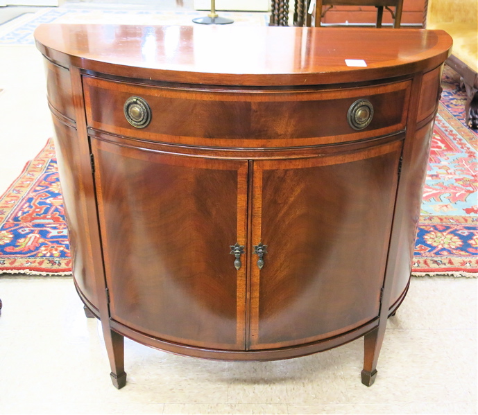 Appraisal: FEDERAL STYLE MAHOGANY DEMILUNE CONSOLE CABINET Johnson Furniture Co Grand