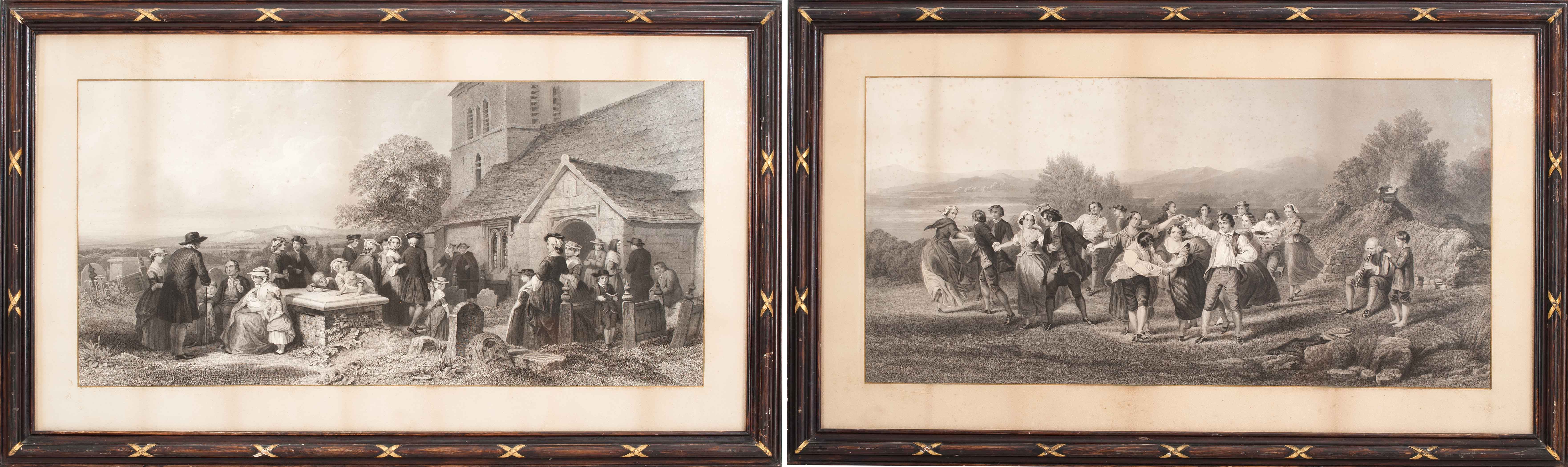 Appraisal: TWO FRAMED TH CENTURY ENGRAVINGS one depicting a country dance