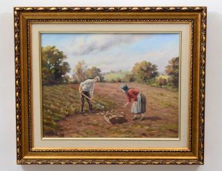 Appraisal: CHARLES MCAULEY British - The Potato Farmers Signed l l