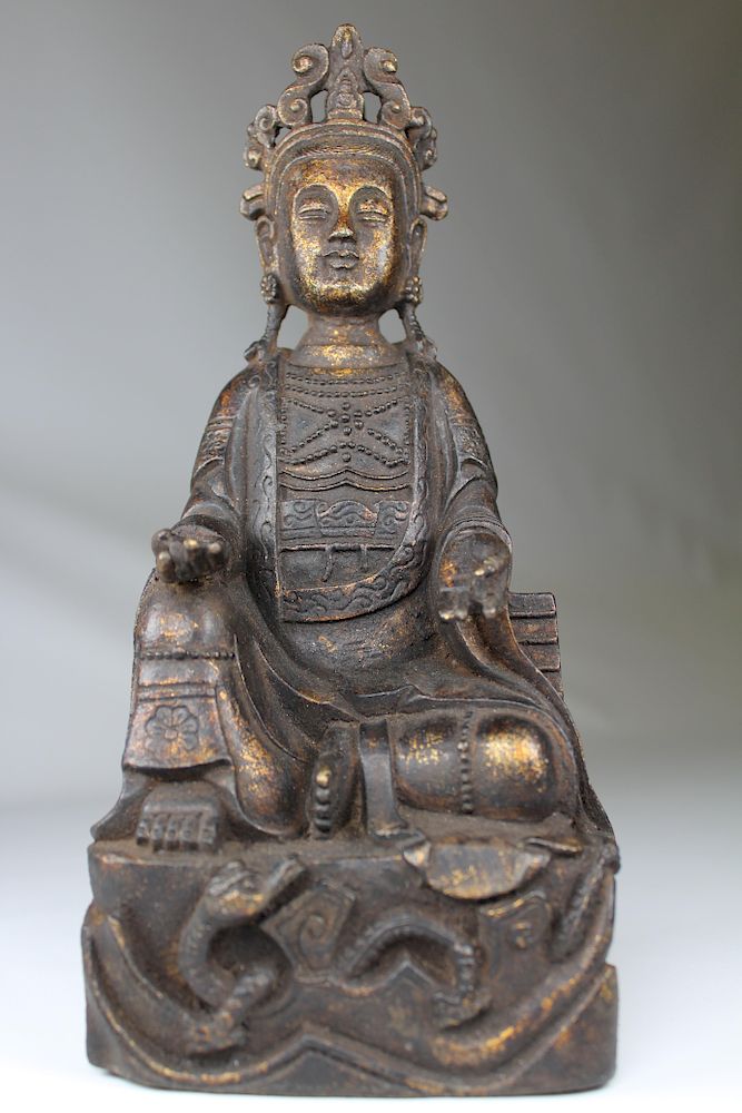 Appraisal: Chinese Ming Dynasty Gilt Bronze Seated Buddha Chinese Ming Dynasty