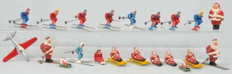 Appraisal: Lot of Barclay Toy Skiers Description Includes civilian people and