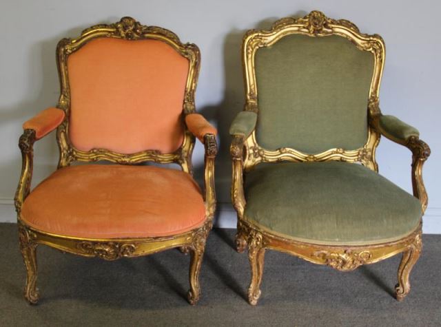 Appraisal: His and Hers th C Louis XV Style Arm Chairs