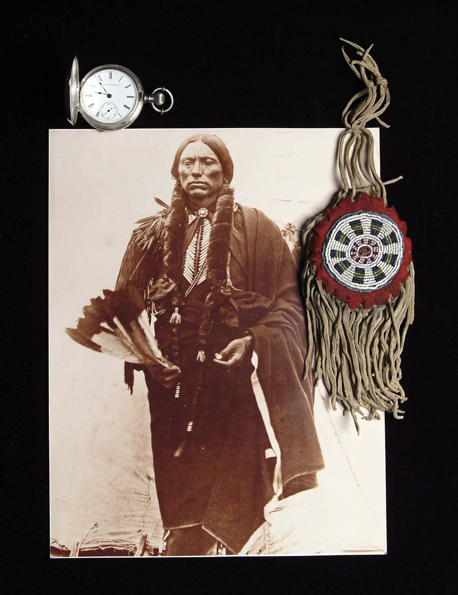 Appraisal: LOT OF QUANAH PARKER S WATCH WITH BEADE CARRYING POUCH